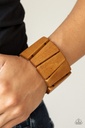 Brown Wood Triangle Stretch Bracelet - Barbados Backdrop