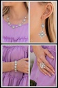Opalescent Green Jewelry Set in Silver with Crystals - Fashion Fix - Summer Dream