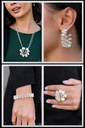 Pearlescent Ribbon Jewelry Set with Crystals - Fashion Fix - Pleated Ruffles