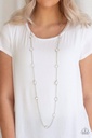 Long Necklace with Glassy Crystals - Glassy Glamorous