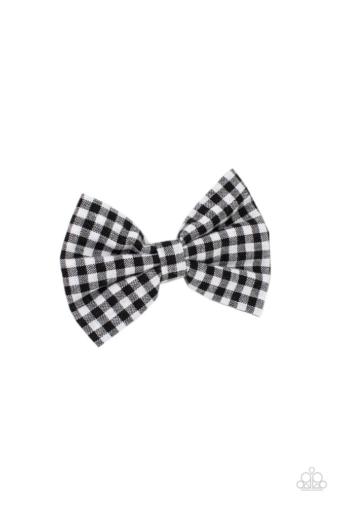 Black and White Gingham Hair Bow Clip - Gingham Grove