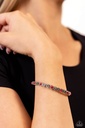 Stretch Bracelet Red Bead Flower Dainty Silver Frame - Floral Fast Lane