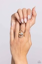 Stretch Ring with Iridescent and White Crystals on Gold Adjustable Ring Band Stretchy Jewelry - Shopaholic Statement