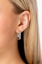 Small Closed Hoop Earrings with Crystals in Silver Frame - Sinuous Silhouettes
