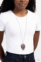 Long Pendant Necklace with Silver Leaf and Topaz Crystals in Dainty Silver Chain - A Mid-AUTUMN Nights Dream