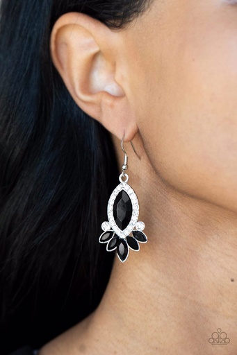 [028] Dangle Earrings with Crystals in Black and White - Prismatic Parade