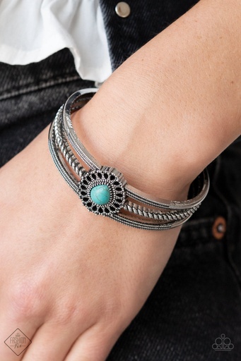 [118] Turquoise Cuff Bracelet Silver Stone Jewelry - Elemental Escape