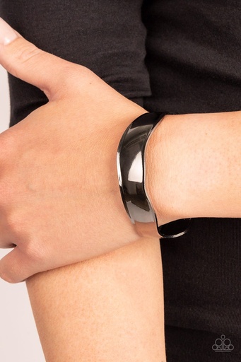 [242] Black Cuff Bracelet, Gunmetal - Wayward Waves