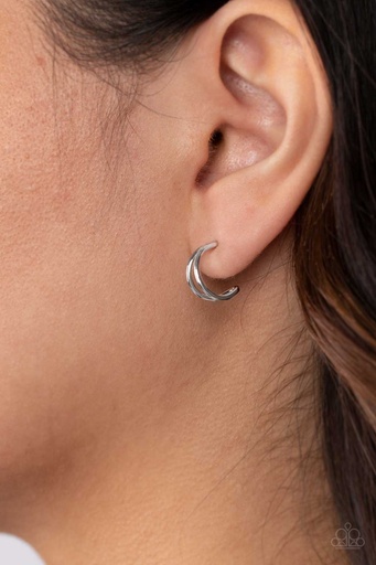 [361] Tiny Hoop Earrings Silver - Charming Crescents