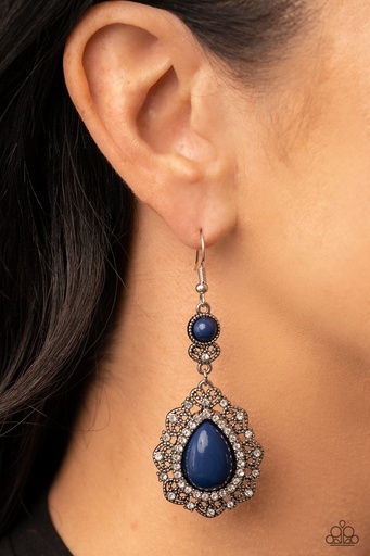 [385] Rhodonite Earrings Silver Dangle with Crystals  - Palace Bribe
