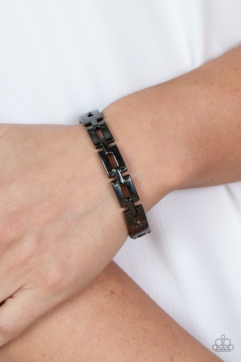 [431] Hinged Bracelet Black Gunmetal Modern Design - Closed Circuit Strategy