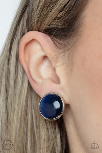 [443] Blue Moonstone Clip-On Earrings - Cool Pools