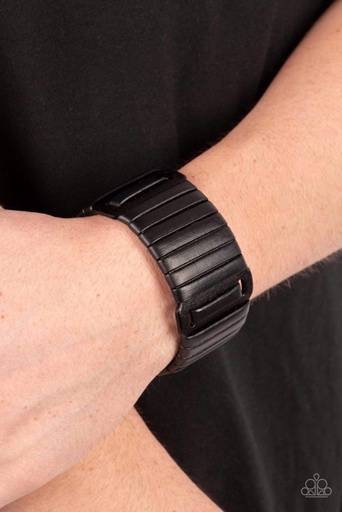 [169-B] Urban Leather Wrap Black Bracelet - Leather Lumberyard