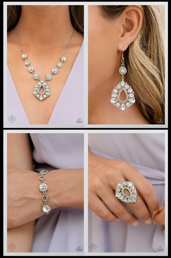 [452-FFA] Crystal Jewelry Set in Silver - Fashion Fix - Rarest Treasure