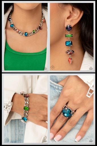 [538-MM] Multi Color Jewelry Set in Silver with Crystals - Fashion Fix - Connected Powerhouse
