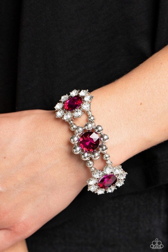 [529-B] Pink Fancy Stretch Bracelet with Crystals - Pact of Petals