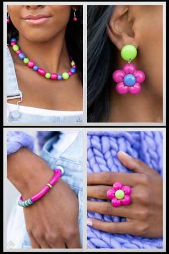 [565-GM] Colorful Beaded Jewelry Set with Flowers - Fashion Fix - Poppin