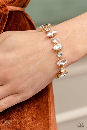 [444-B] Statement Crystal Bracelet in Gold and Clasp Closure - Exclusively Extravagant