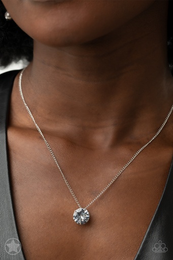 [002] Solitaire Necklace with White Round Brilliant Crystal - What A Gem
