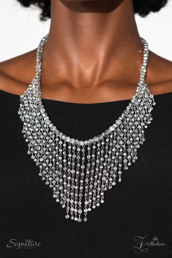 [551] Statement Bib Necklace with Crystal Beads Fringe Jaw-Dropping Zi Necklace - The Stephanie