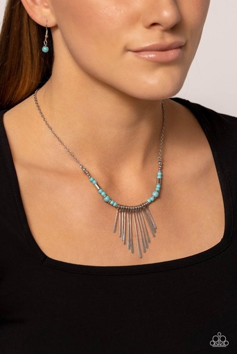 [555-N-BL] Dainty Turquoise Necklace Fringe in Silver Chain - CLAWS of Nature