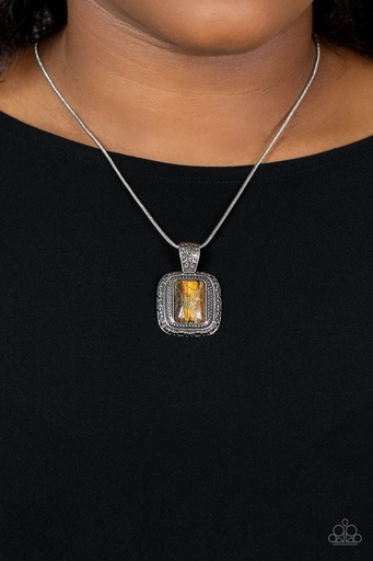 [555-N-BN] Tiger's Eye Pendant Necklace in Silver Snake Chain - Right Hand TALISMAN
