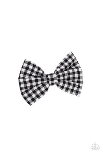 [579] Black and White Gingham Hair Bow Clip - Gingham Grove