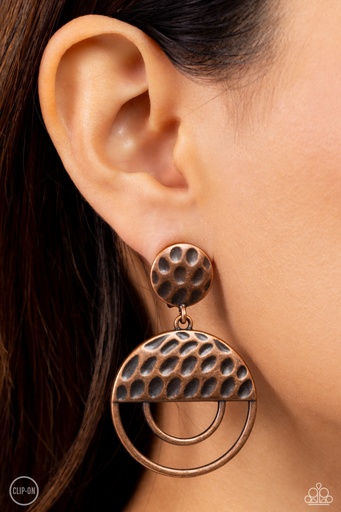[591] Industrial Clip On Earrings Hammered Copper Non-Pierced Earrings - ​Southern Souvenir